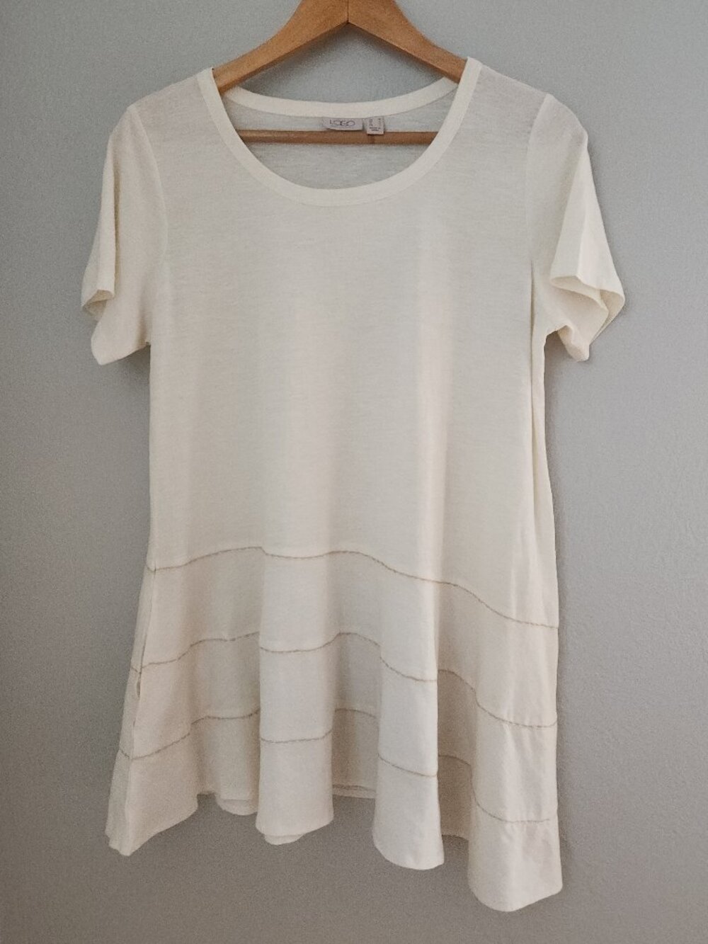 LOGO by Lori Goldstein Lightweight 100% Cotton Off-White Tunic Womens Medium